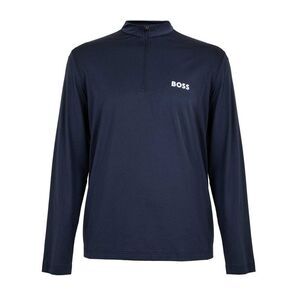 Boss Mens Performance Quarter Zip Long-Sleeved Top / Navy